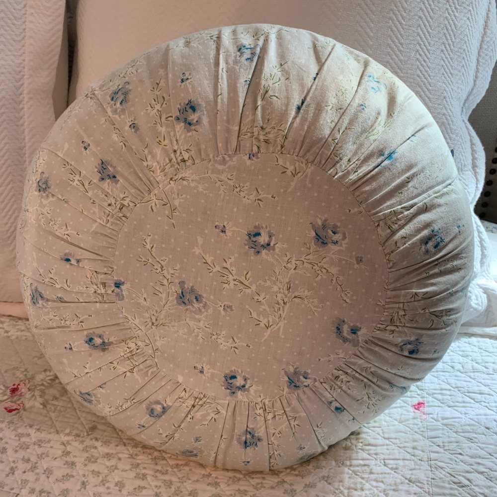 Simply Shabby Chic Floral Cushion with Blue and Green Accents